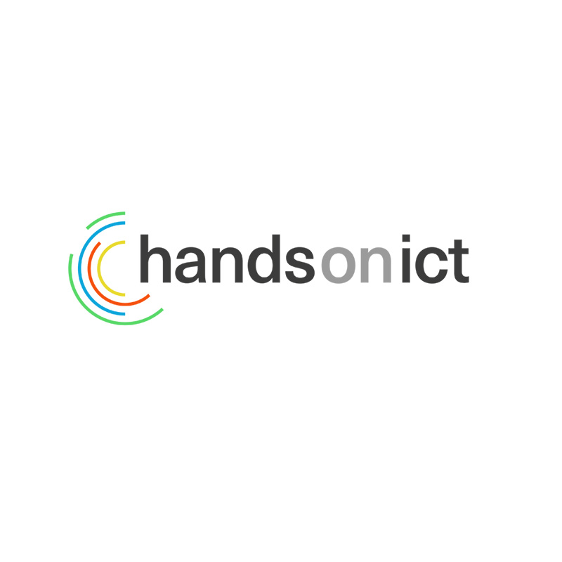 Logo Hands on ICT op lichte achtergrond PNG